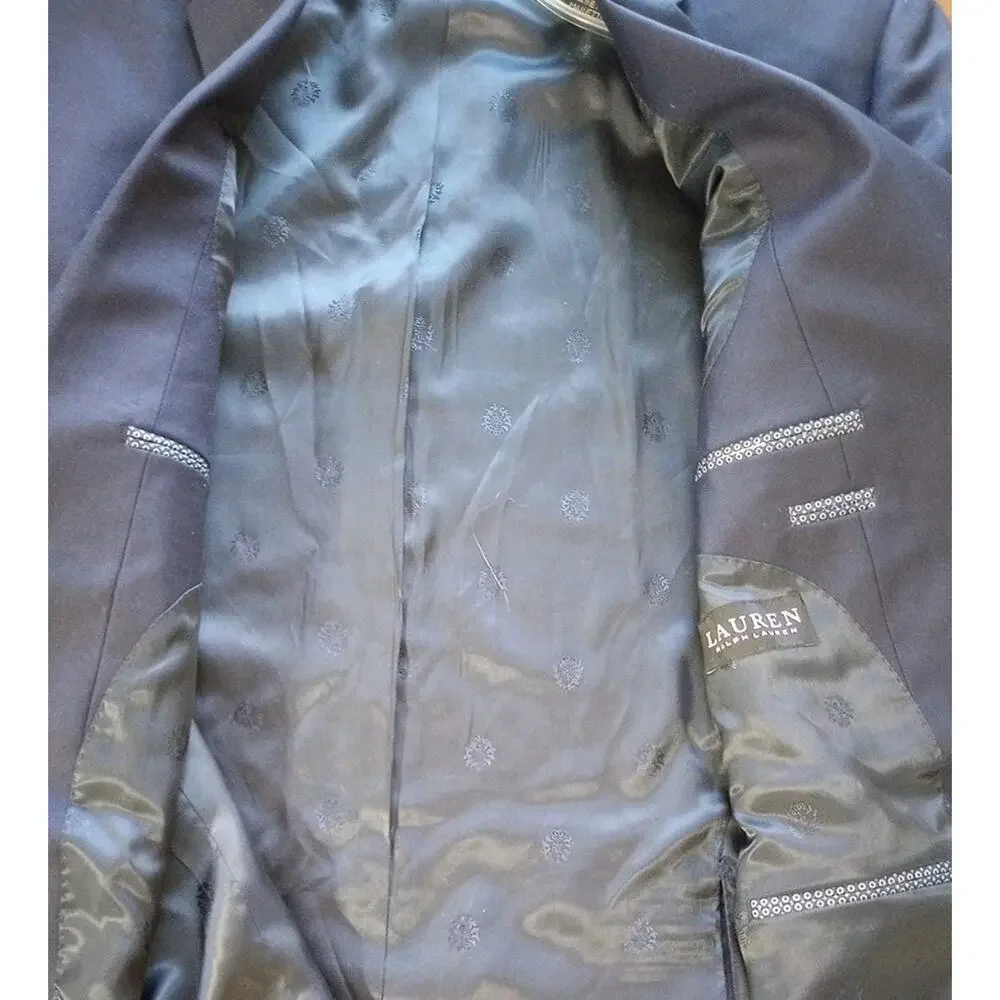 Lauren Ralph Lauren‎ Men's Black Label Wool Blend Blazer 48R Navy Sport Jacket